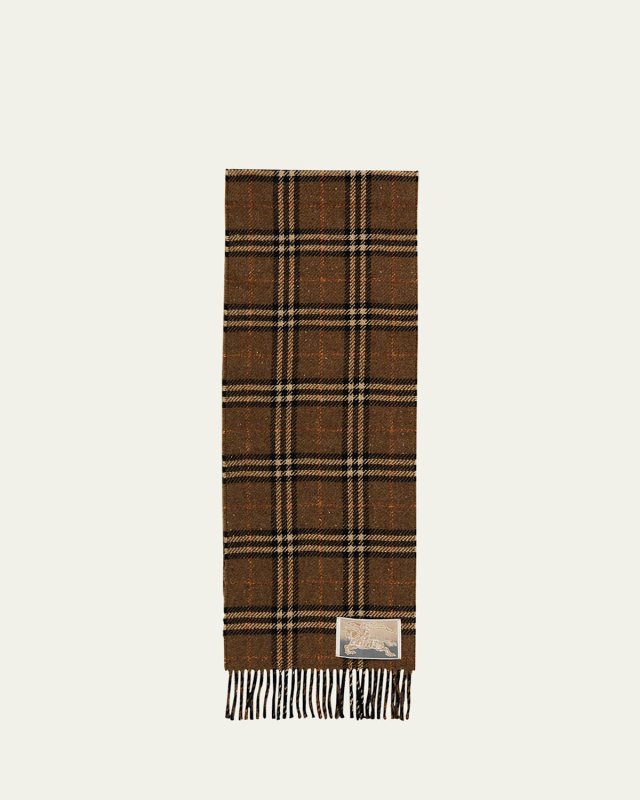 Men's Reversible Check to Herringbone Scarf